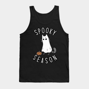 Ghost Cat Spooky Season Halloween Cat Tank Top